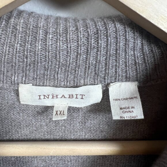Inhabit Cashmere Collared Sweater Mens Size XXL Brown Classic Preppy *Flaw - Picture 3 of 9